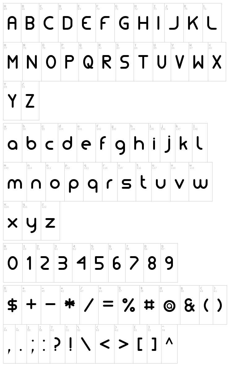 Simple Tfb font map
